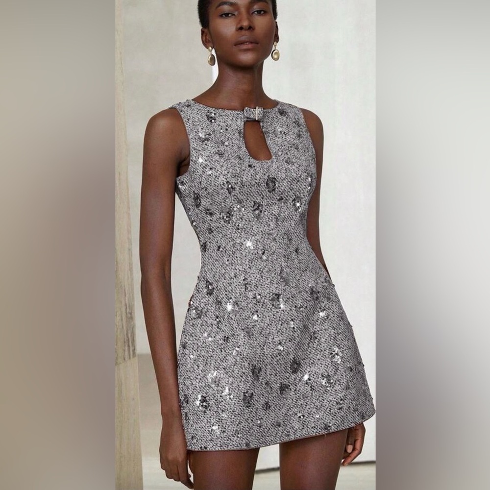 SHEIN Silver Sequin Mini Dress